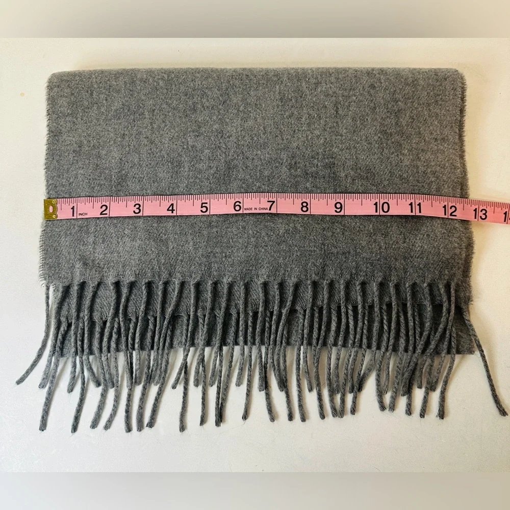 Charcoal Gray Fringed Geoffrey Beene VTG Cashme Oblong Scarf Unisex 100% Acrylic