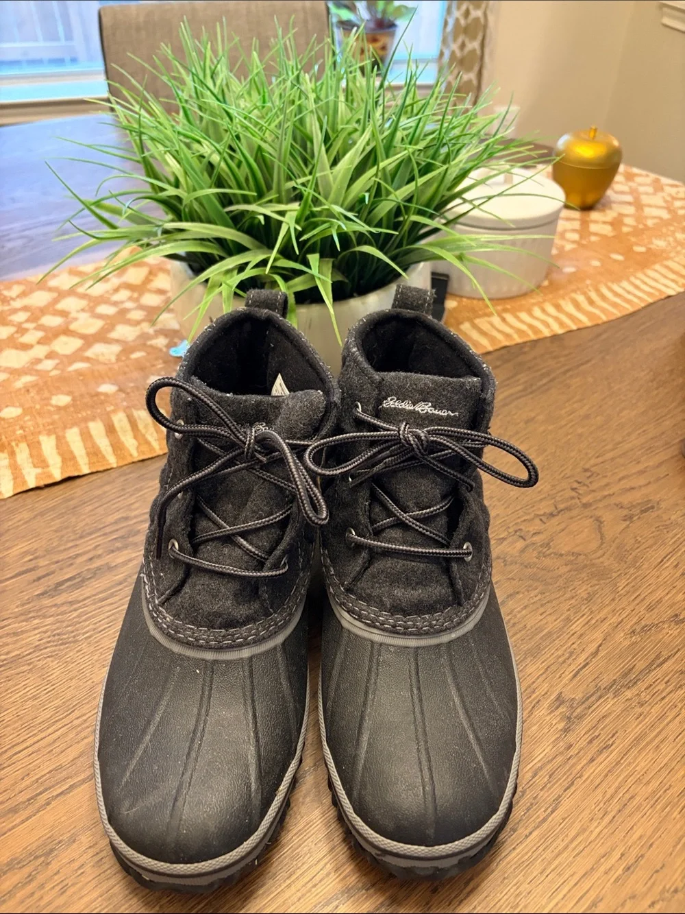 Eddie Bauer Black Lace-Up Duck Boots