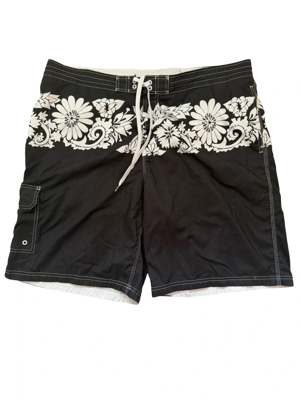 Speedo Floral Swim Trunks Black White XXL