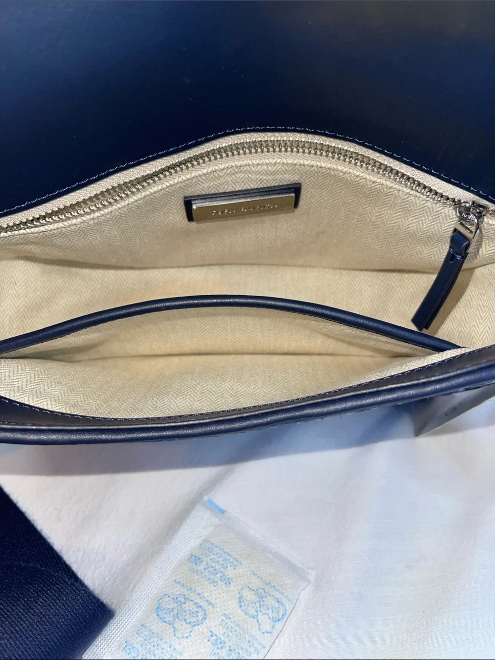 NWT Tory Burch Thea Denim Flap Crossbody Woven Blue 2 Straps