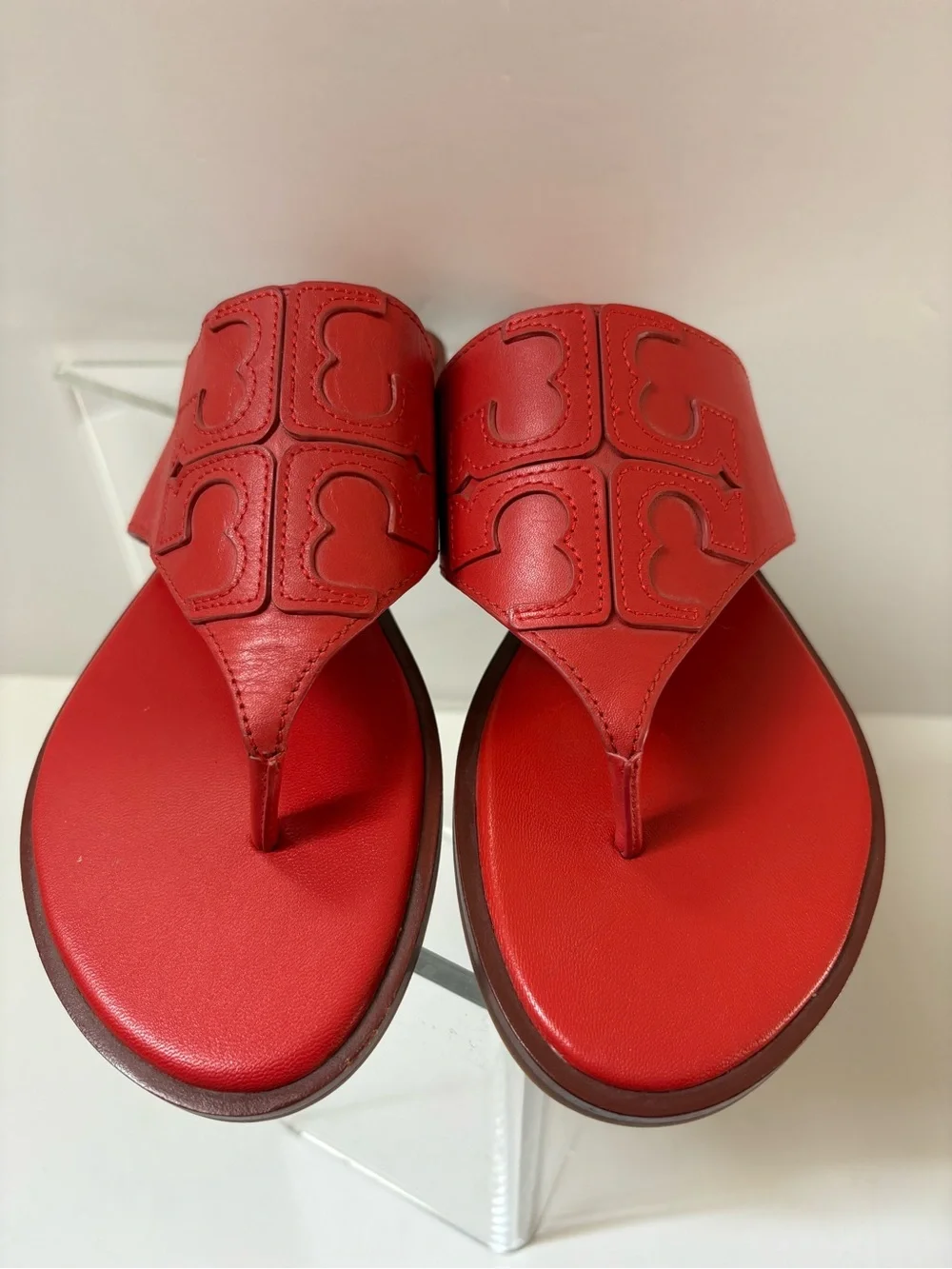 Tory Burch Miller Red Leather Women's Thong Sandals - Stylish Slide Size 7