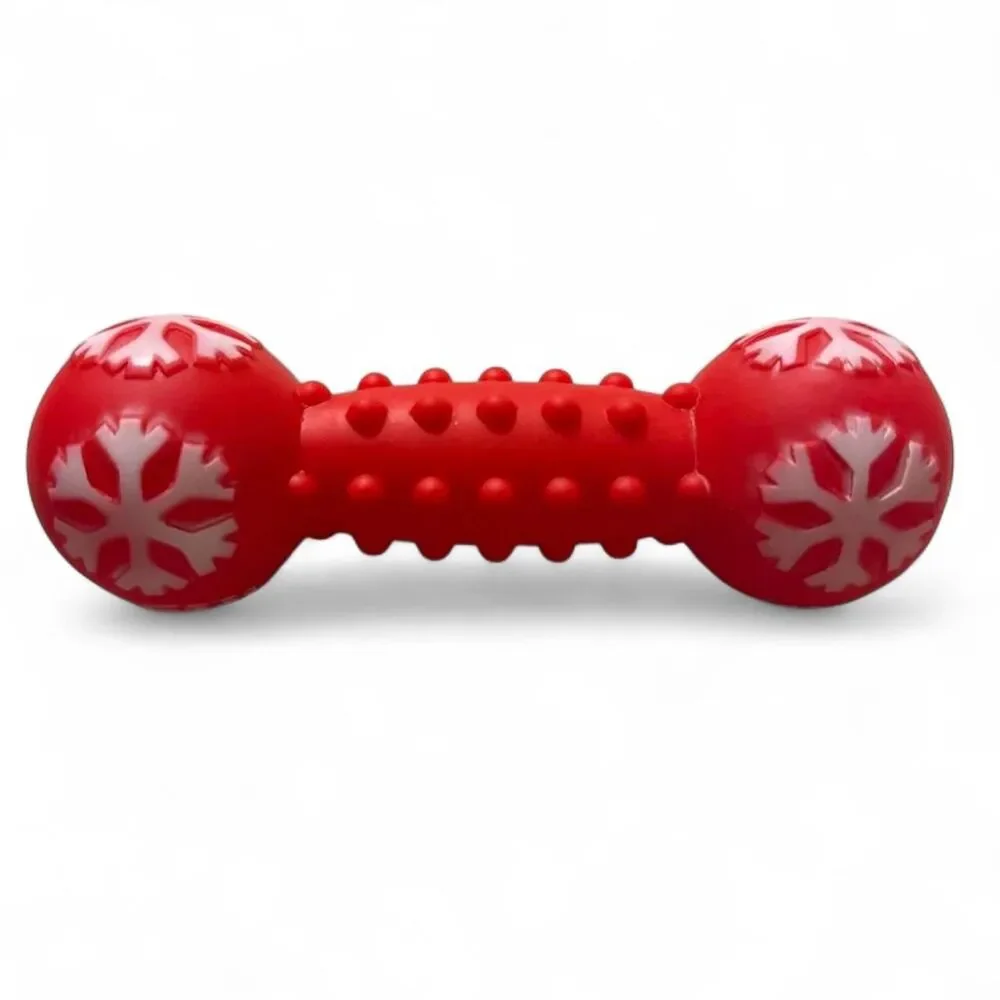 Red and white snowflake DOG TOY with squeaker