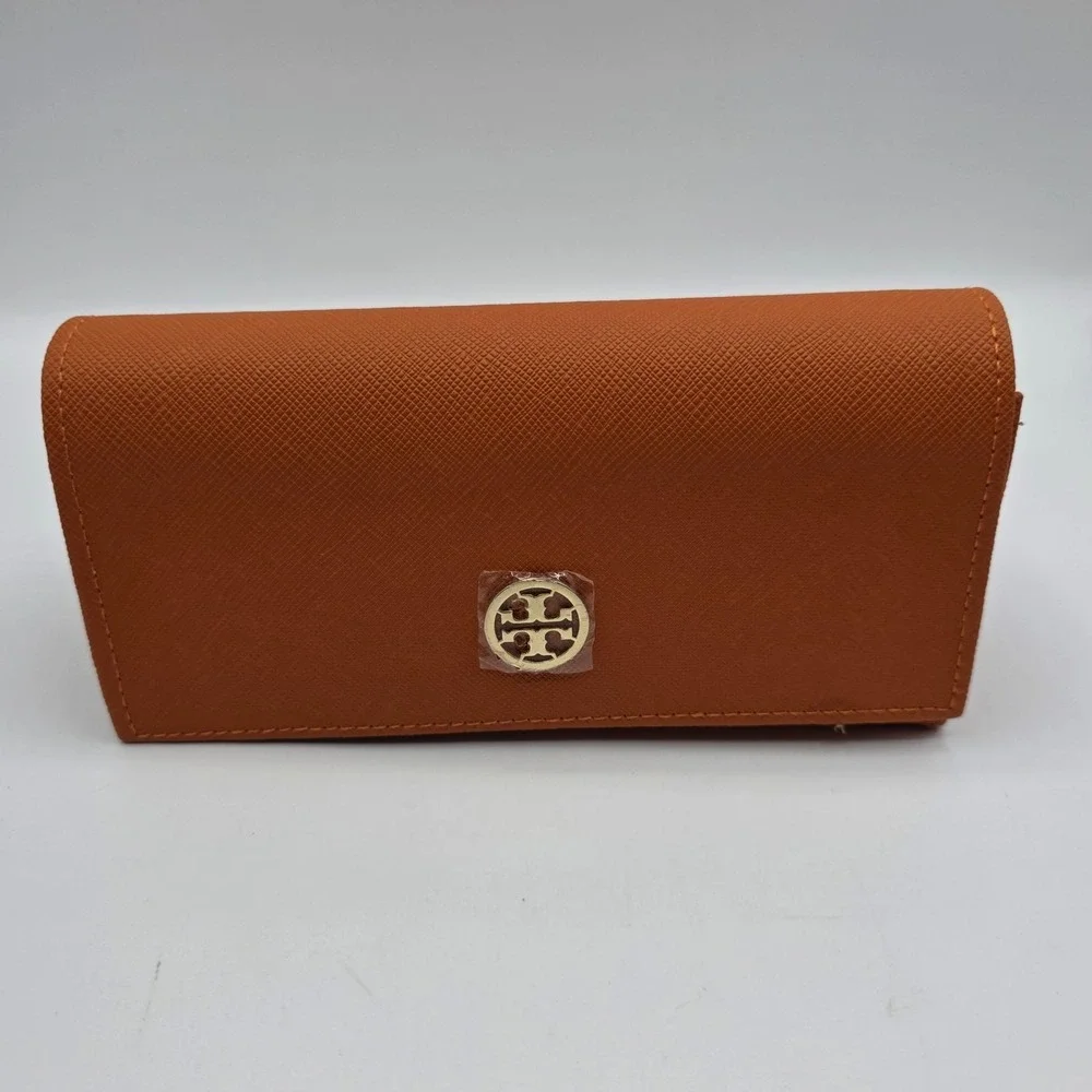 Tory Burch Orange Saffiano‎ Leather Eyeglass Sunglass Case Pouch Designer Luxury
