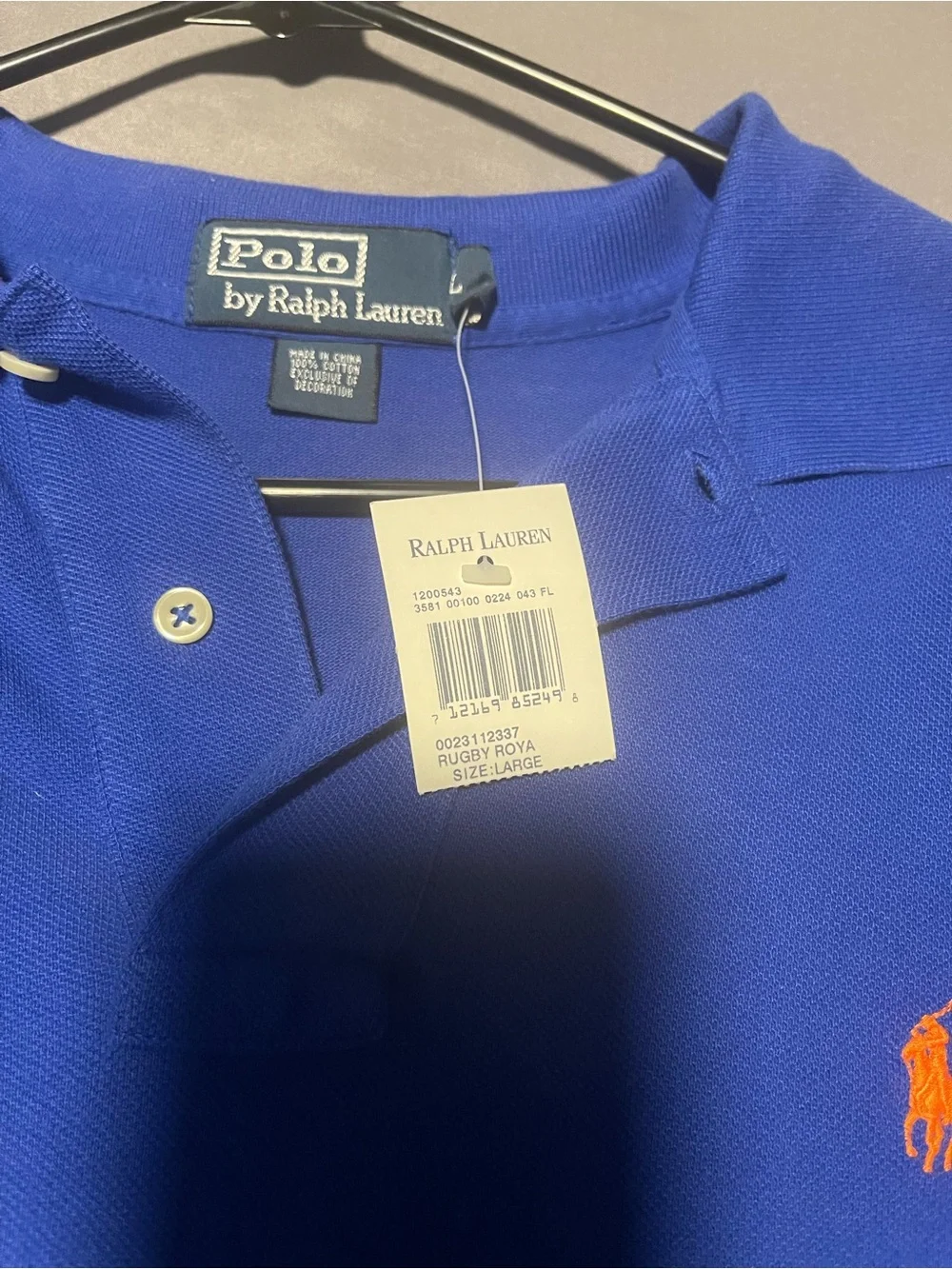 Ralph Lauren Men’s Polo Shirt in Bright Blue with Orange Logo