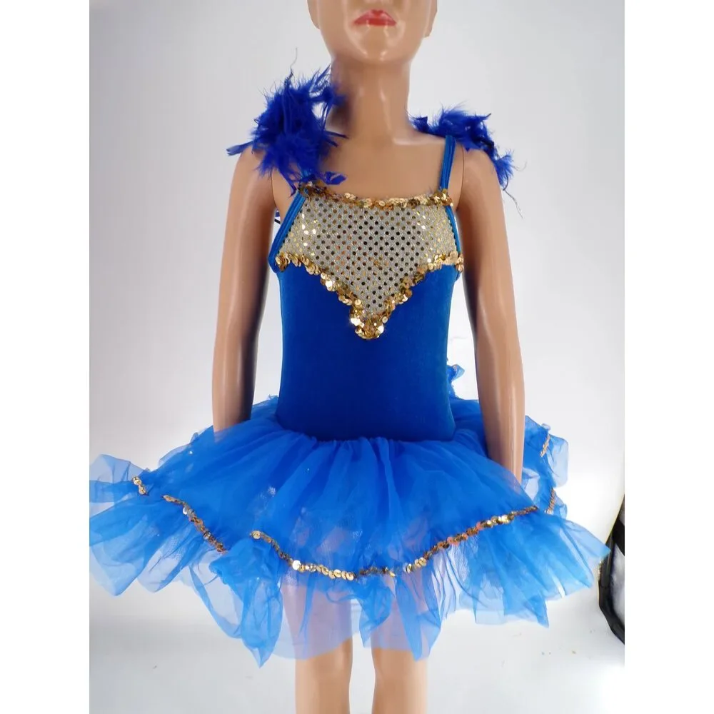 Pre-Owned Dance Costume Curtain Call E2592 XS Child Royal Blue Jazz
