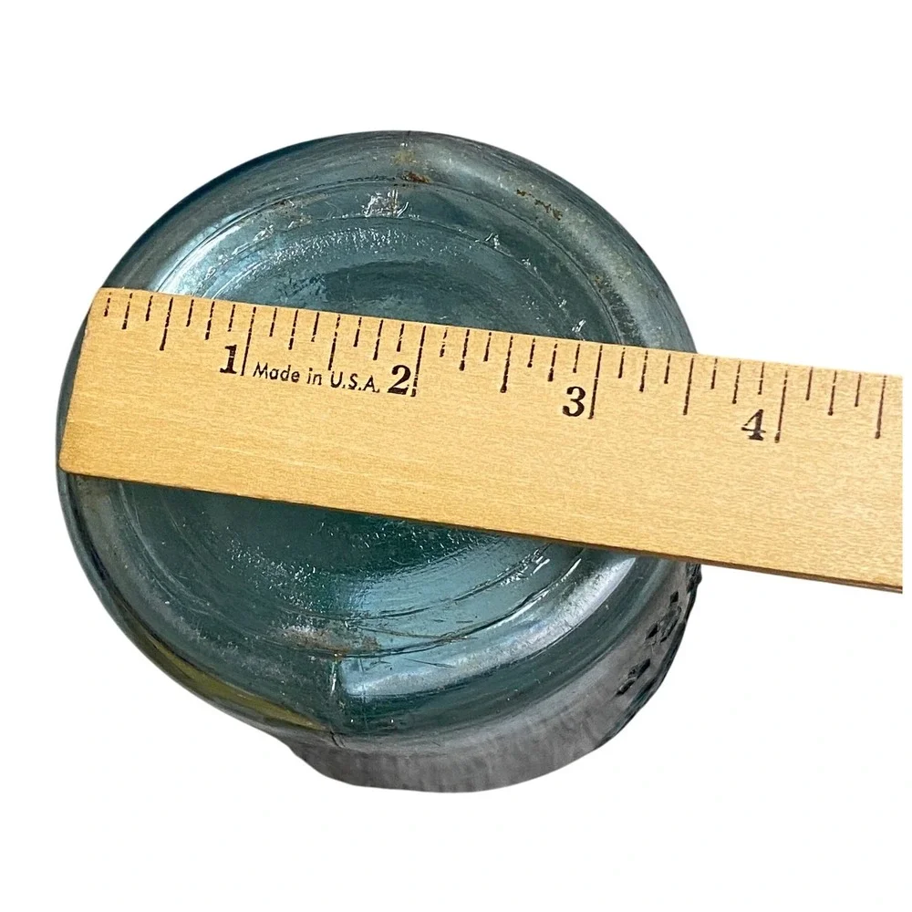 Antique Blue Glass‎ Ball Mason Jar Zinc Lid Stamped 8 on Bottom