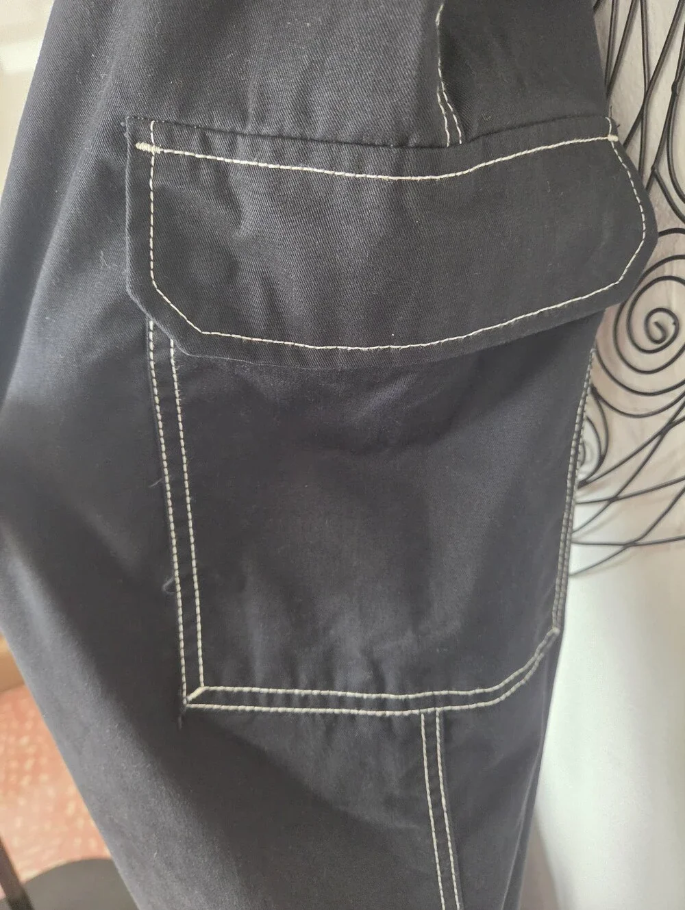 NWT True Religion Men's Cargo Pants  36x32 Black Contrast Stitch Straight Leg