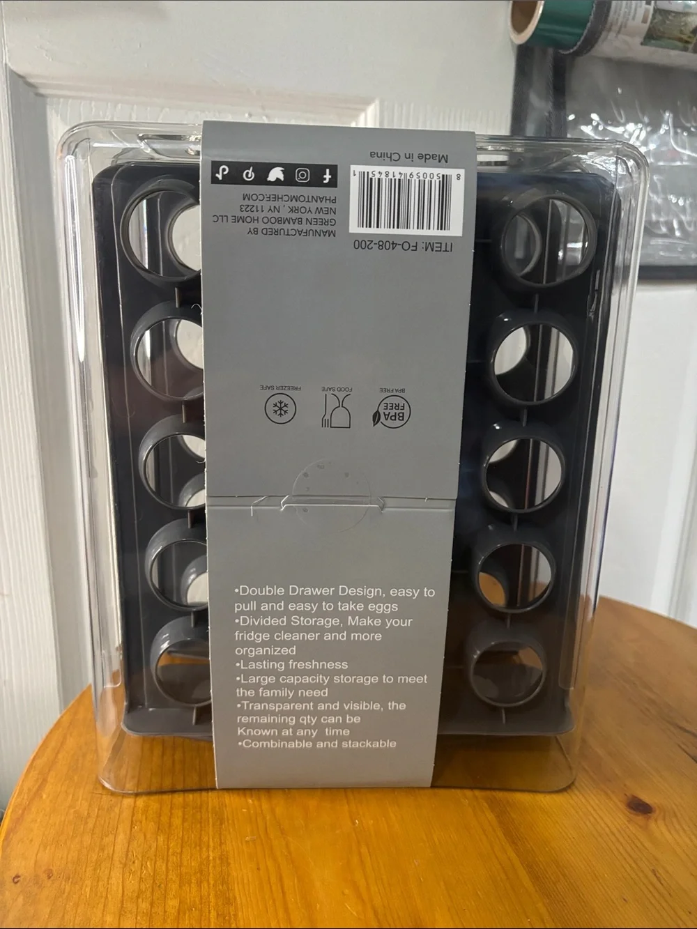 Phantom Chef Double Layer 40-Count Egg Holder - Gray NWT