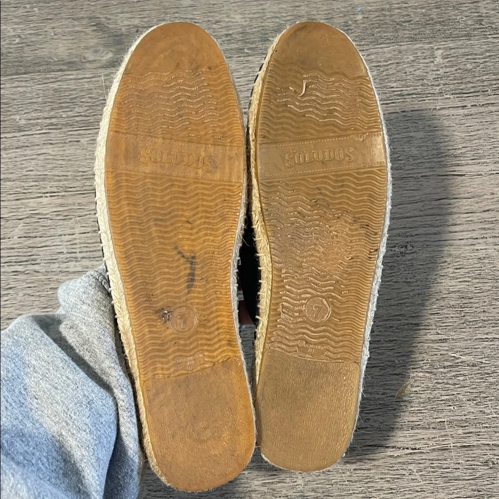 Soludos Black Flat Golden Elephant Espadrille Jute‎ Slip On Shoes | Size 7
