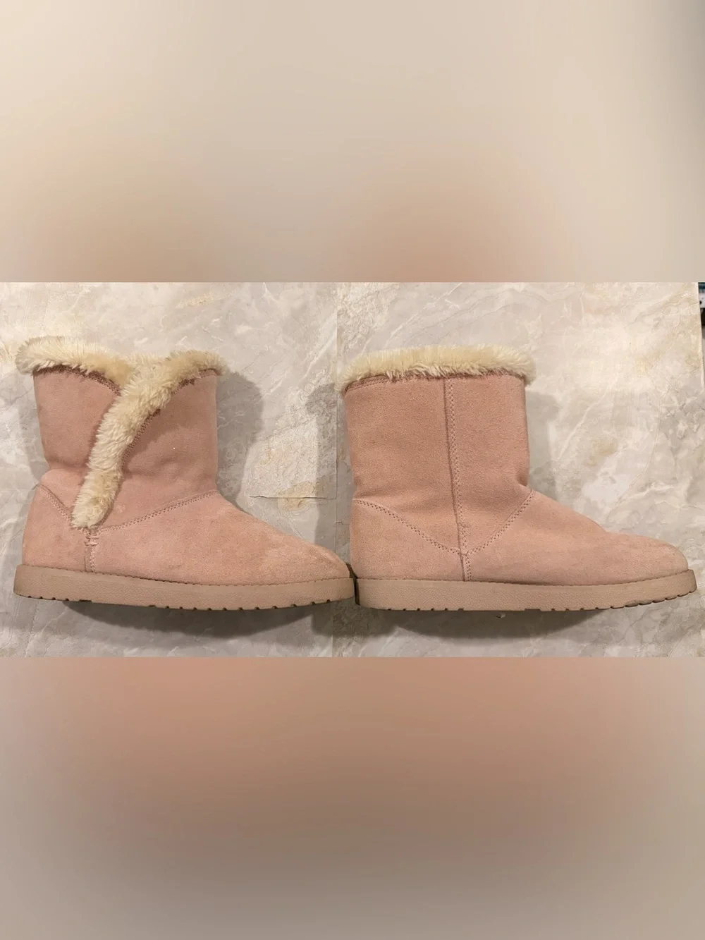 Women's Pink Faux-Suede Cozy Fur-Lined Winter Boots