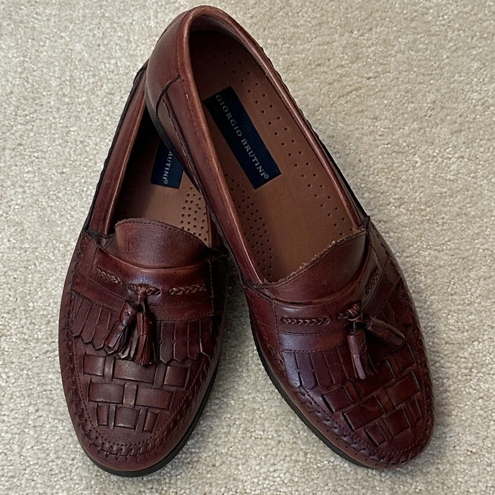 Giorgio Brutini Men's Leather Tassel Loafers - Rich Brown made in Brazil 11M
