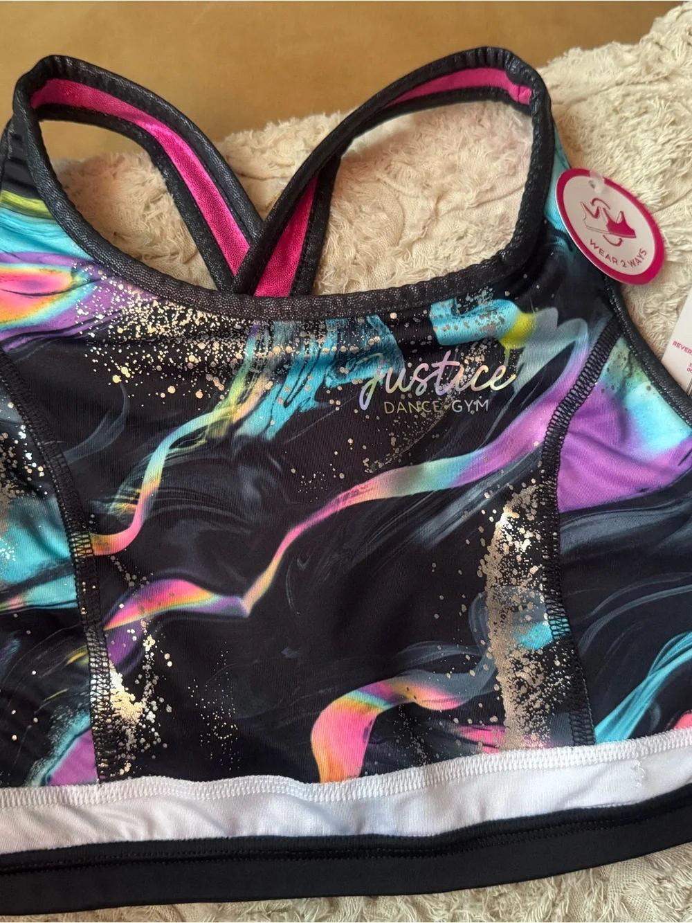 Justice Girls Black Multi-Color Dance Crop Top & Shorts Set