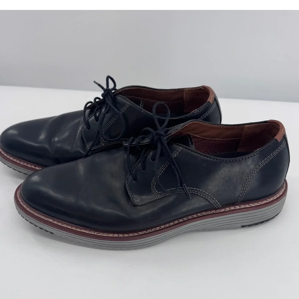Johnston & Murphy TRUFOAM Upton Oxford Mens Black Leather Plain Toe Shoe 10M