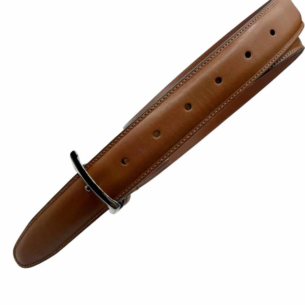 Perry Ellis Portfolio men’s brown leather belt size 42 NWT silver tone buckle