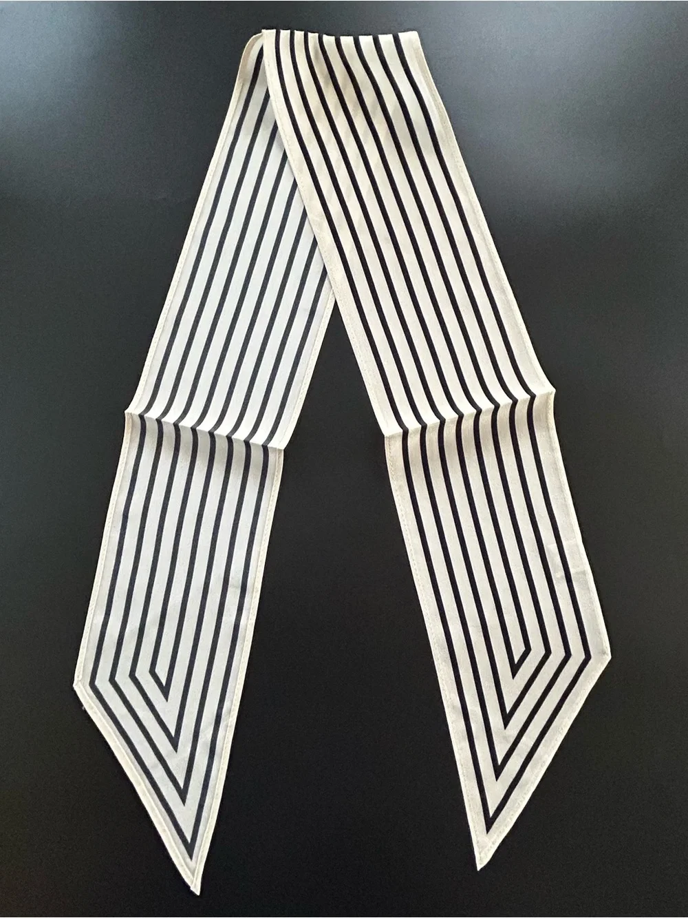 TOTEME Silk Scarf Ivory Black Striped Neck Hair Bag Wrap Designer Luxury