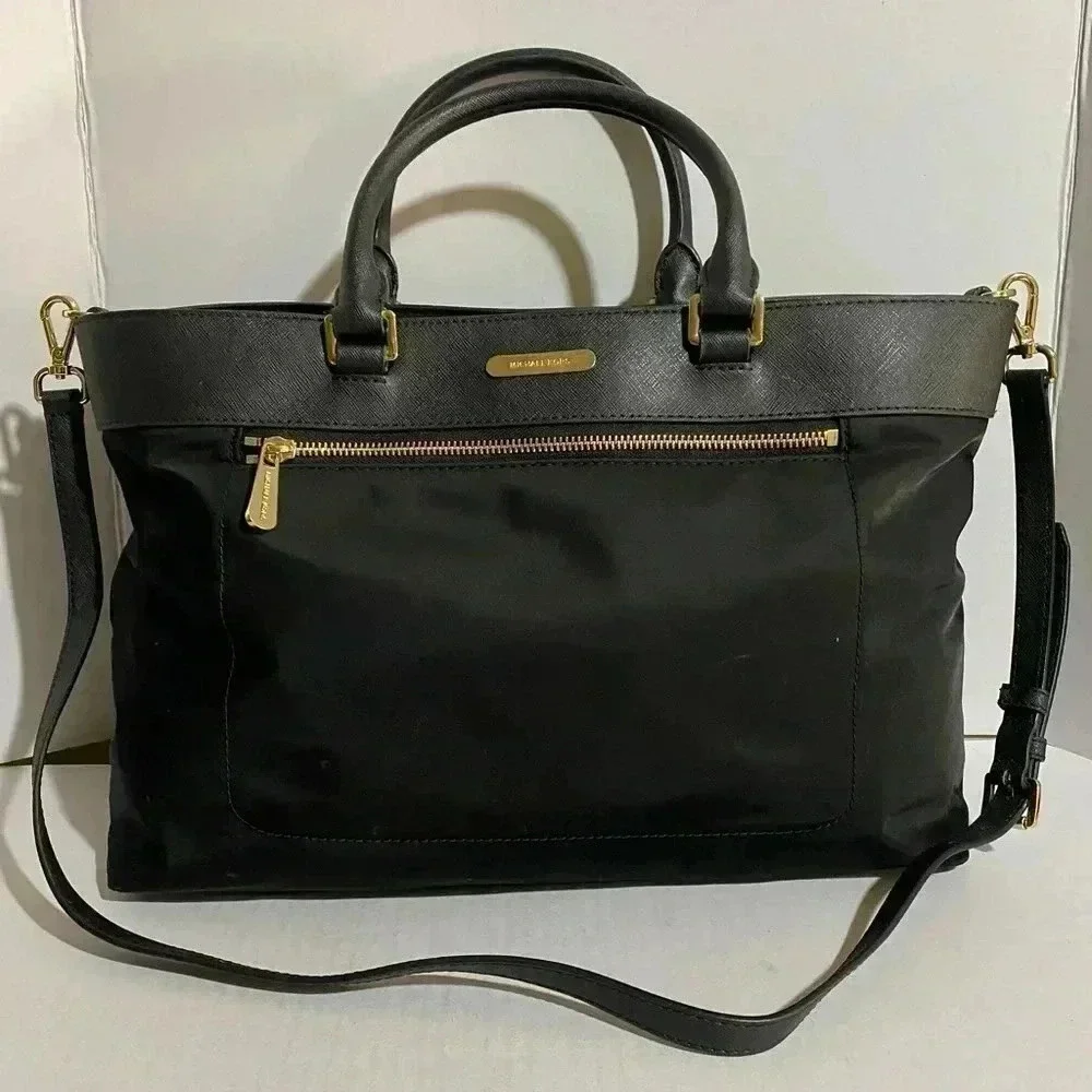 Michael kors Black nylon & saffiano leather satchel bag