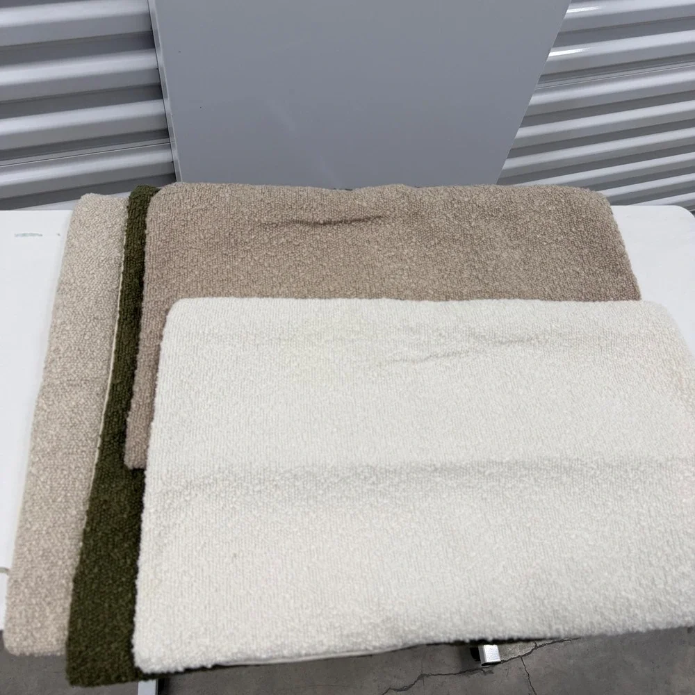 Set of 4 Boucle Throw Pillow Covers Earth Tones Olive Green Tan Cream Textured
