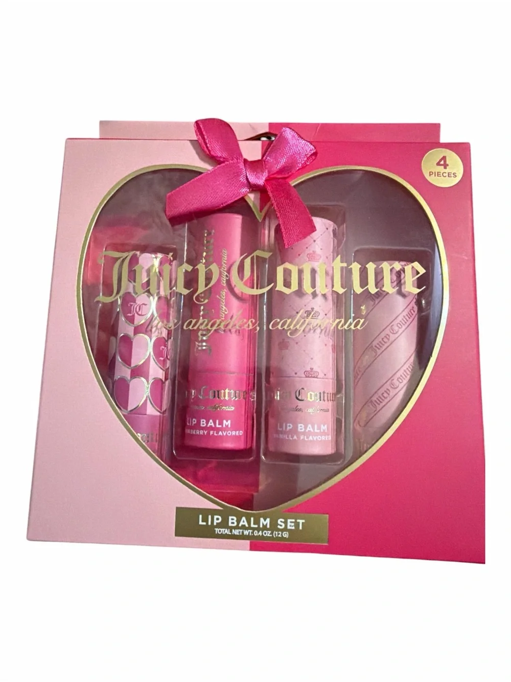 NIB Juicy Couture 4-Piece Flavored Lip Balm Gift Set