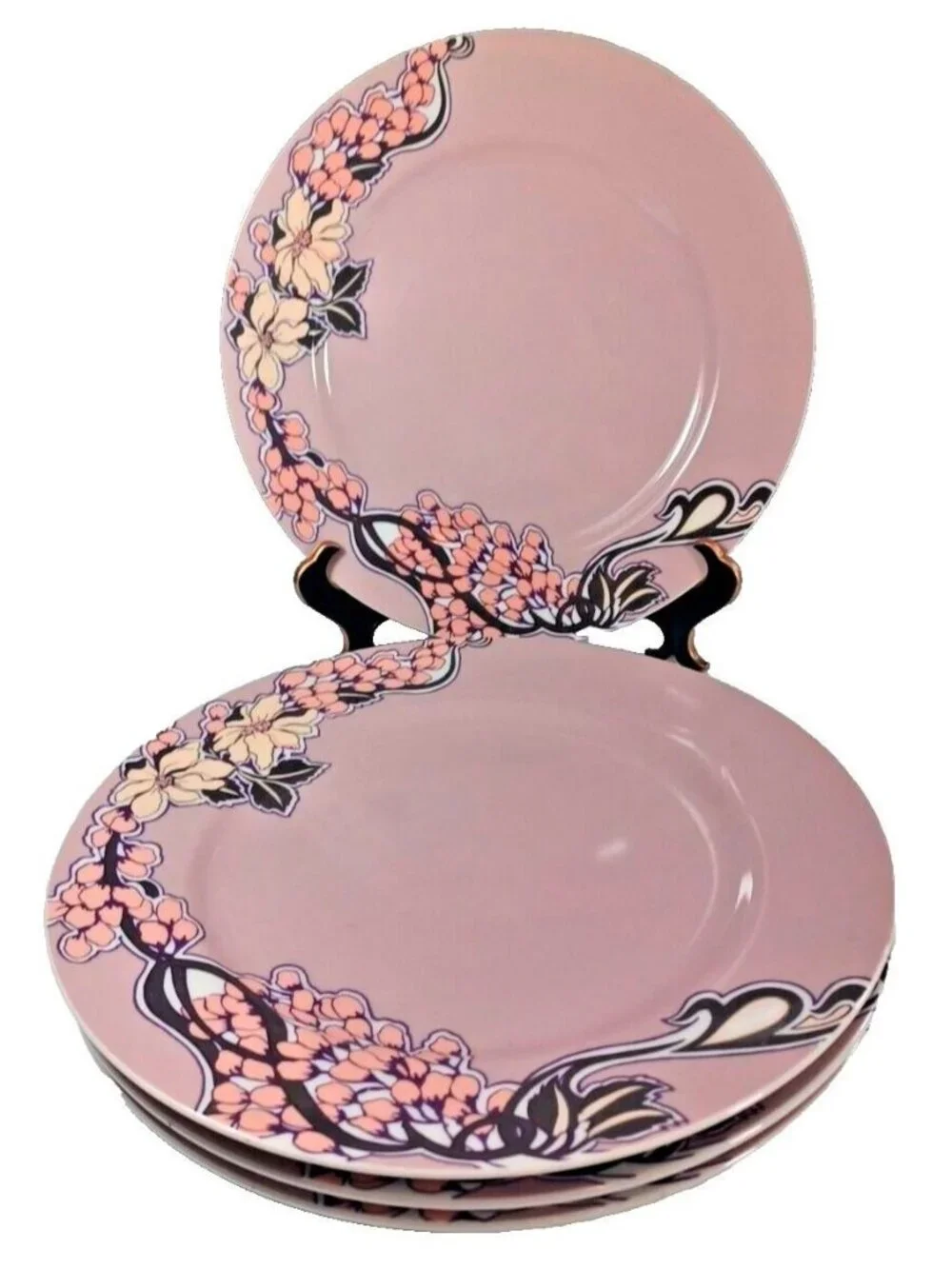 4 Georges Briard Floral Parisienne Art Nouveau Wisteria Floral Dinner Plates