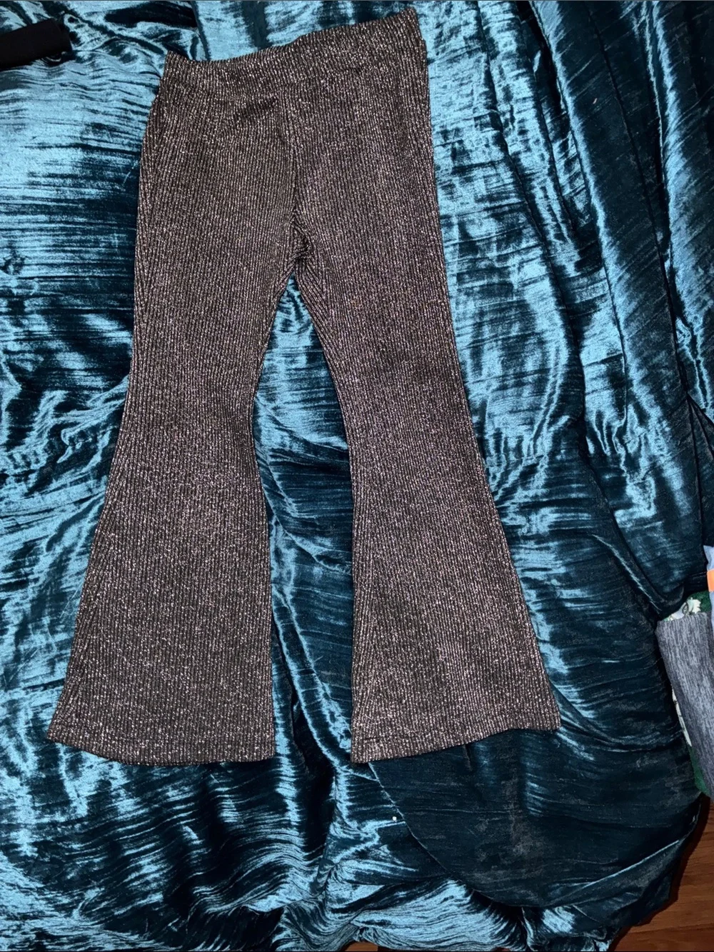 Sparkle Ribbed Flare pants - Black