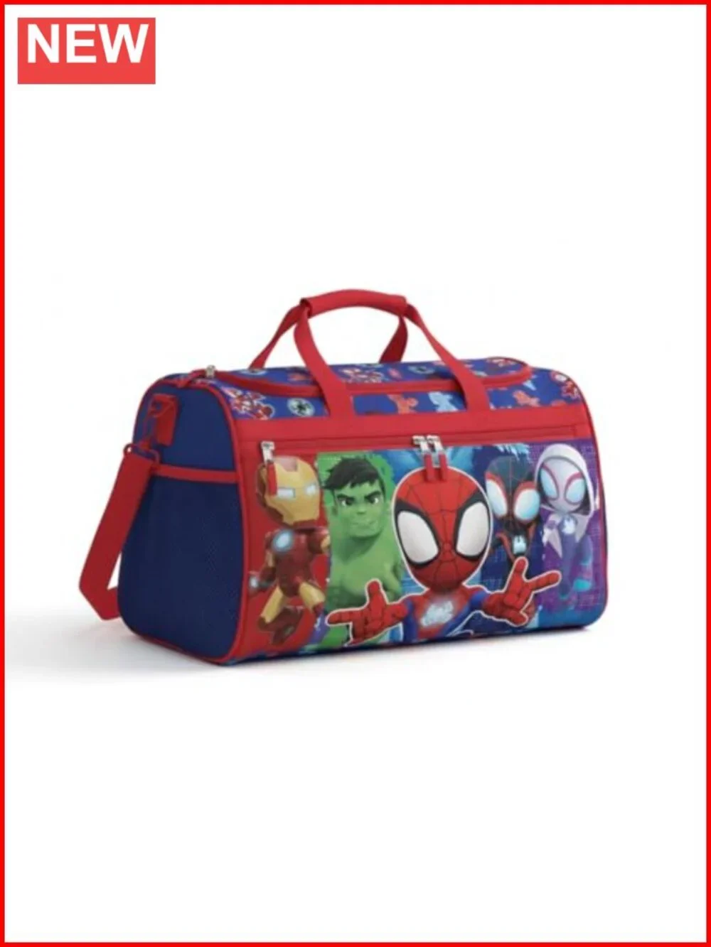 Marvel Spidey & Friends Kids Duffle Bag 16.5in Travel Sports Bag with Zipper