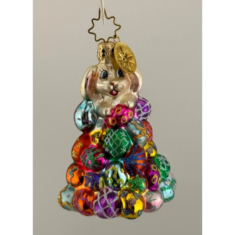 Christopher Radko High Roller Ornament Easter Bunny Rabbit Eggs‎ Little Gem