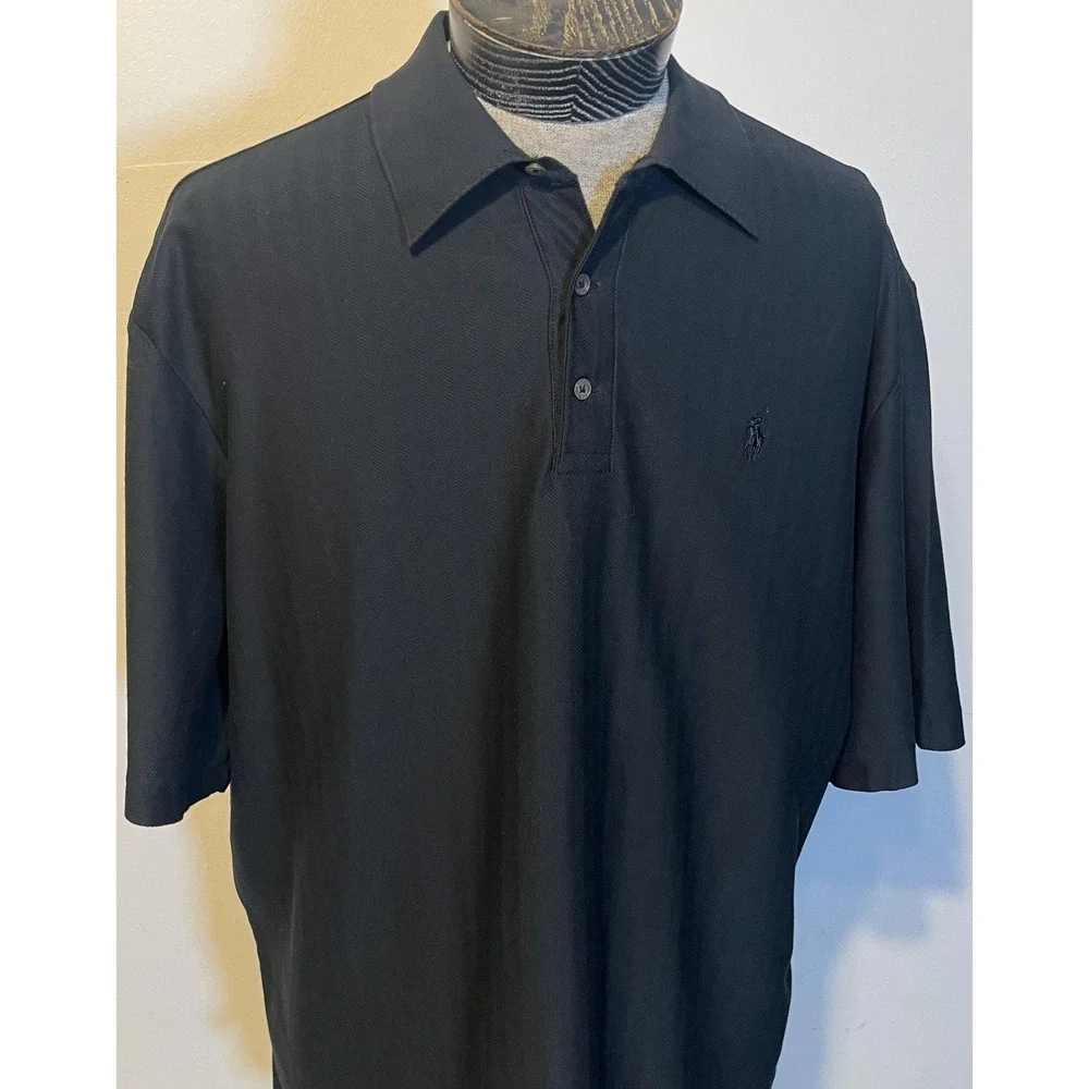 Ralph Lauren Polo Golf Polo Shirt Mens 2XL‎ Black Pima Cotton Short Sleeve