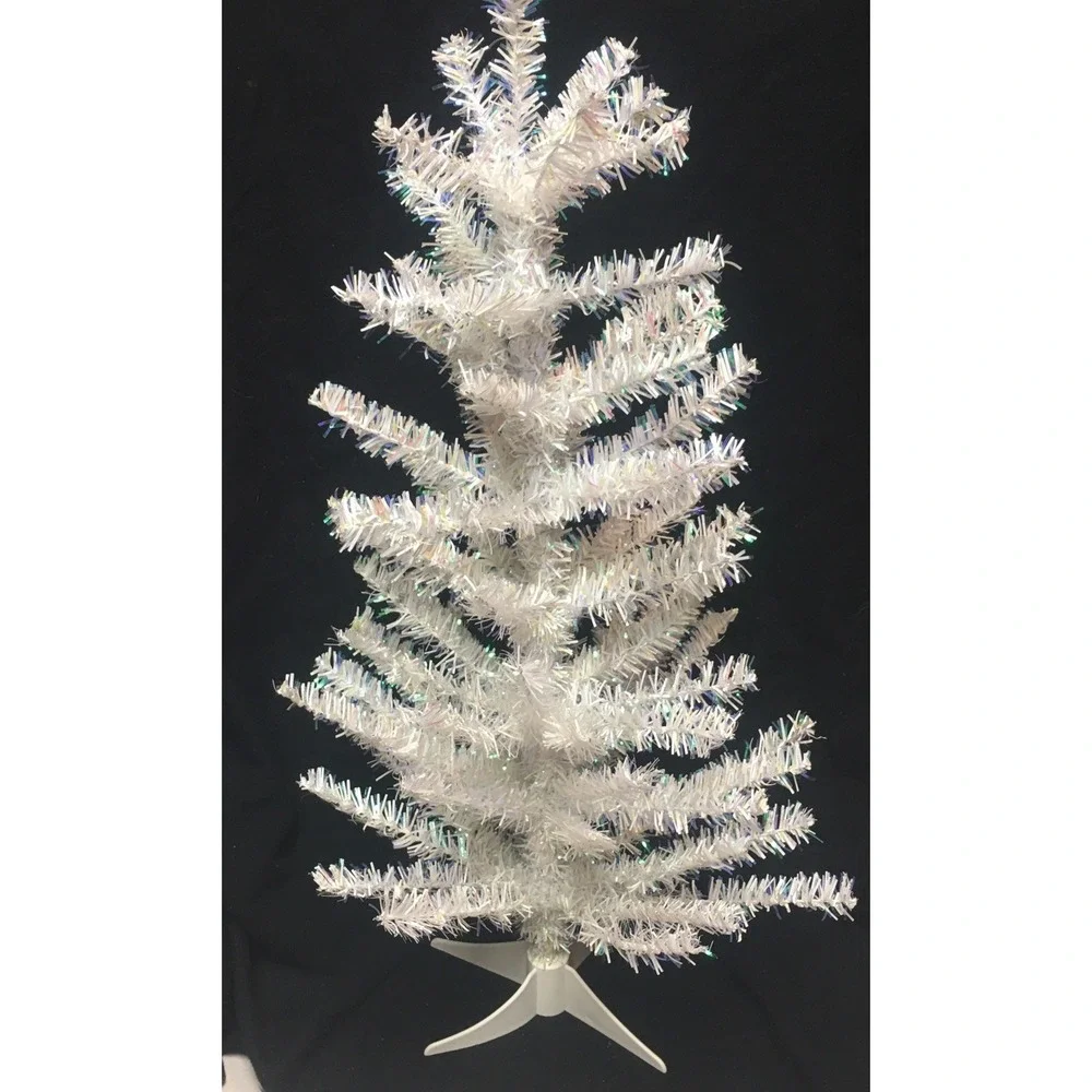Vintage Skinny‎ White Iridescent Christmas Tree MCM  24