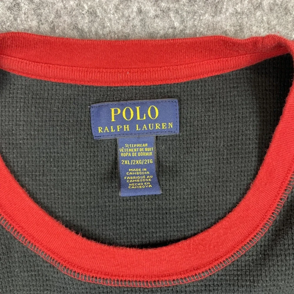 Polo Ralph Lauren Waffle‎ Knit Shirt Mens 2XL Black Soft Loungewear Casual