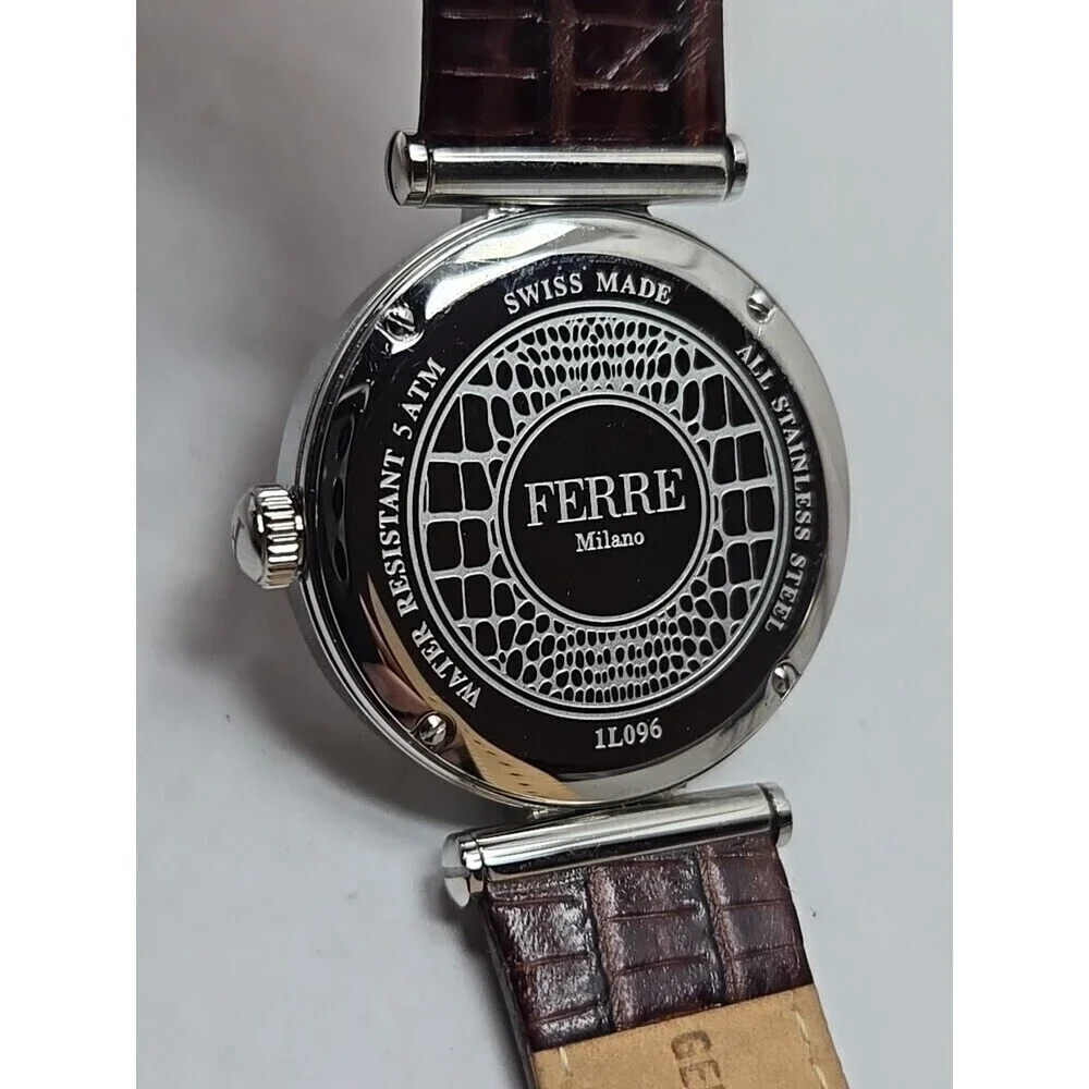 Ferre Milano 1L096 Swiss Made Womens Quartz Crystal Bezel Watch New Battery