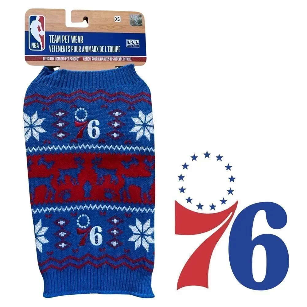 NBA Officially Licensed Philadelphia 76ers Petwear Knit Holiday Sweater XS NWT