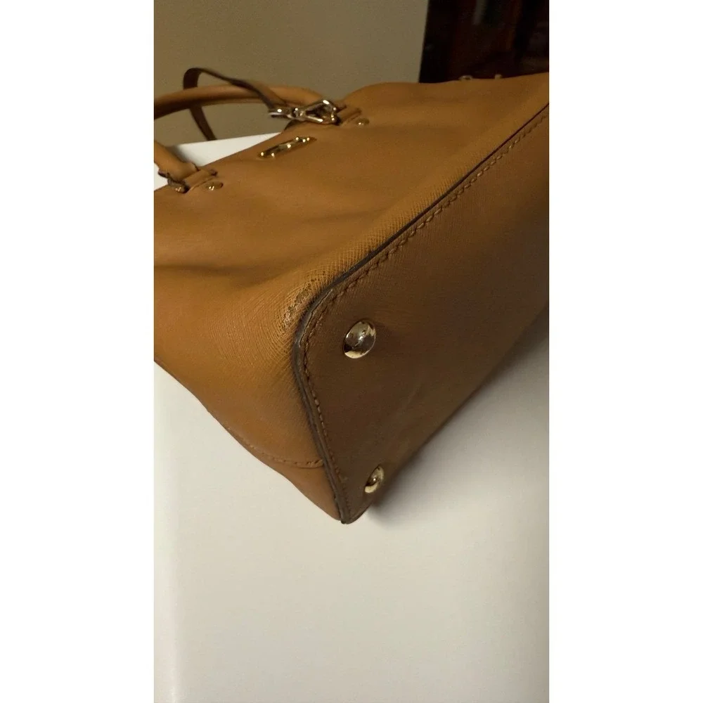 MICHAEL KORS MK LG Dome Satchel‎ Bag and matching wallet Tan Saffiano