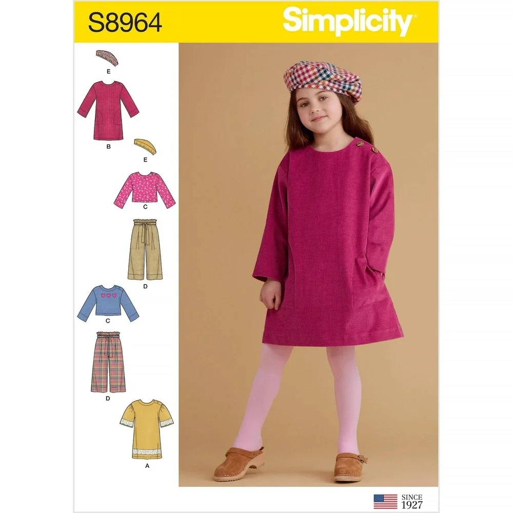 Simplicity Sewing Pattern 8964 Dress Top Pants‎ Cap Girls Size 3-8
