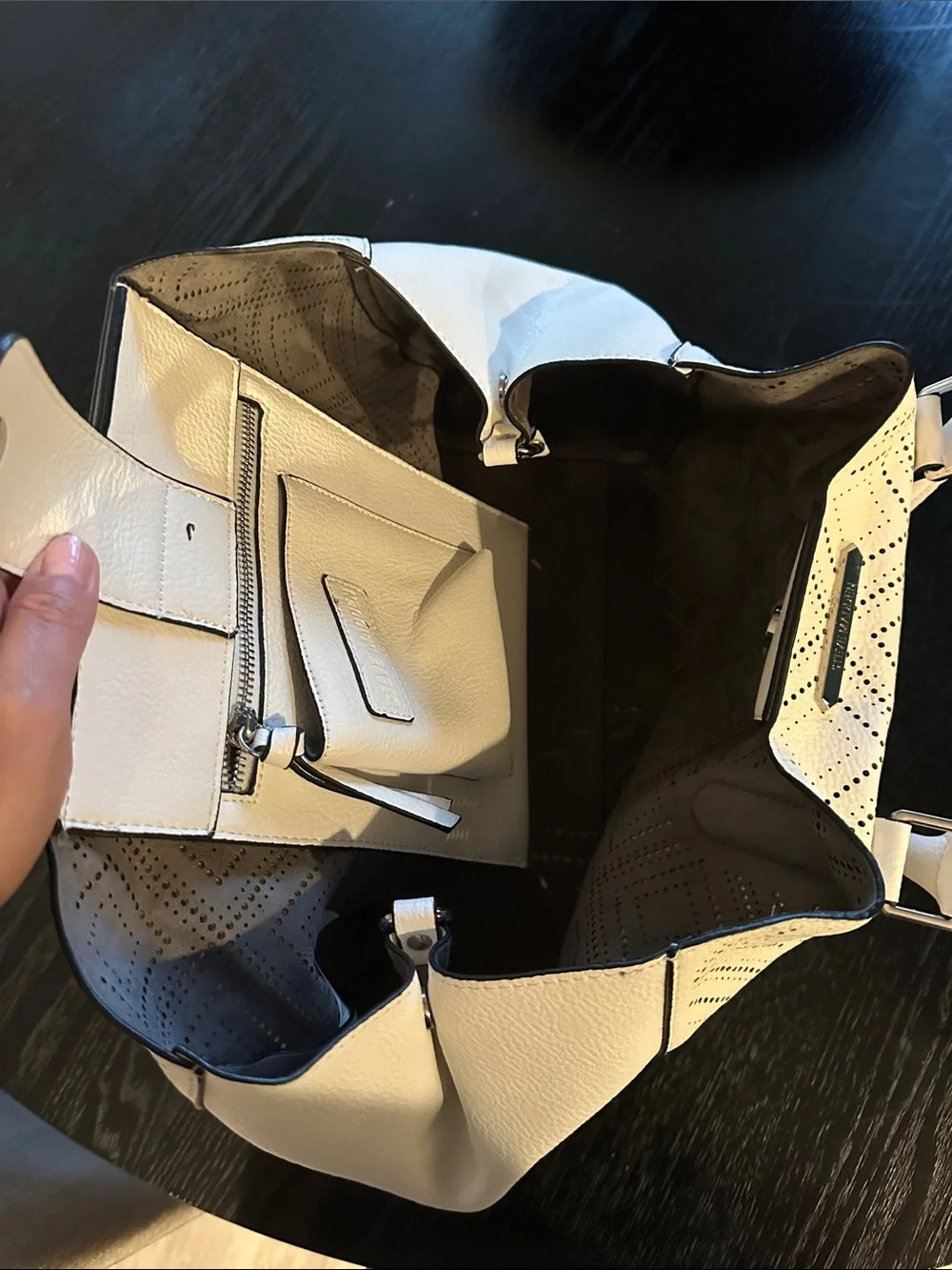 Steve Madden White geometric Satchel