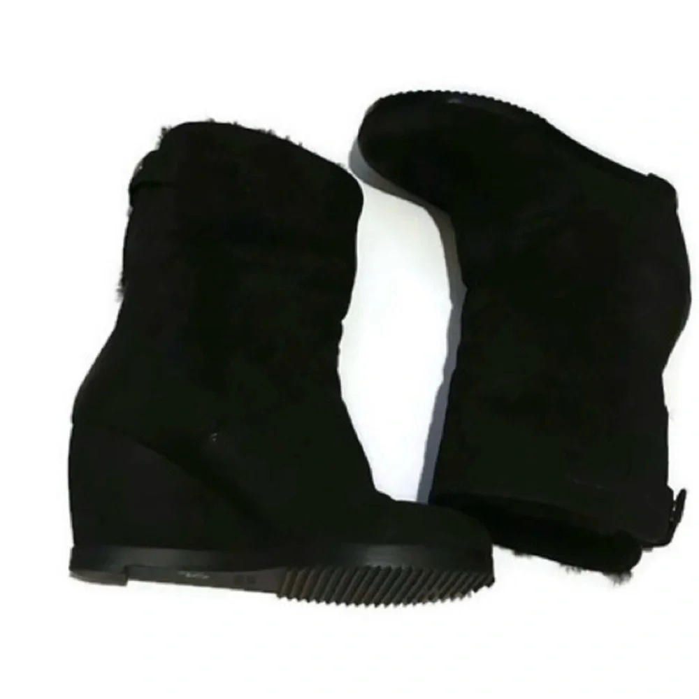 Eileen Fisher Leather Women's Black Wedge Boots Size 7