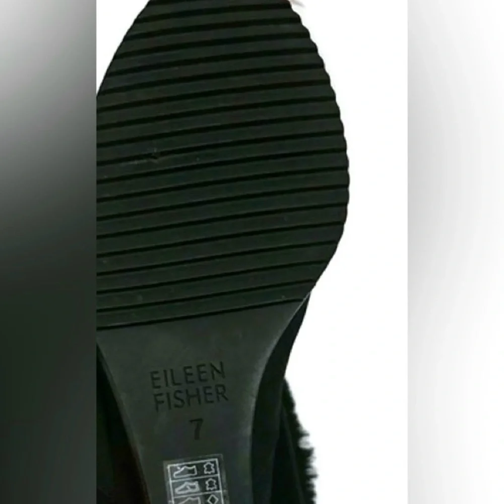 Eileen Fisher Leather Women's Black Wedge Boots Size 7