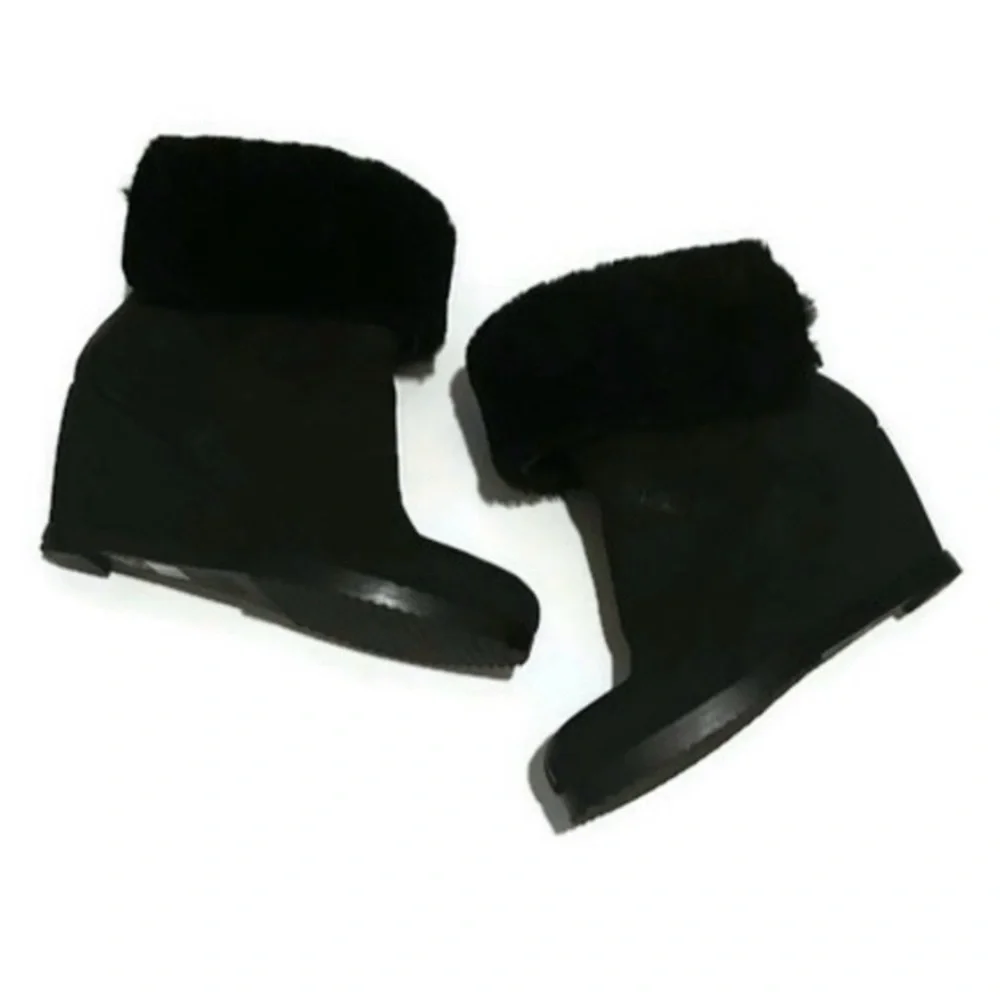 Eileen Fisher Leather Women's Black Wedge Boots Size 7