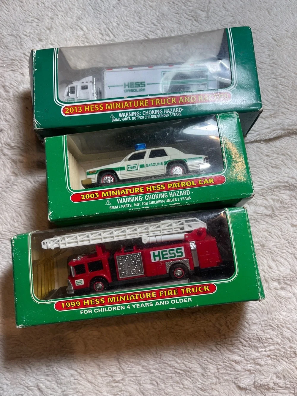 HESS Miniature Collection - Truck, Patrol Car & Fire Truck  VINTAGE