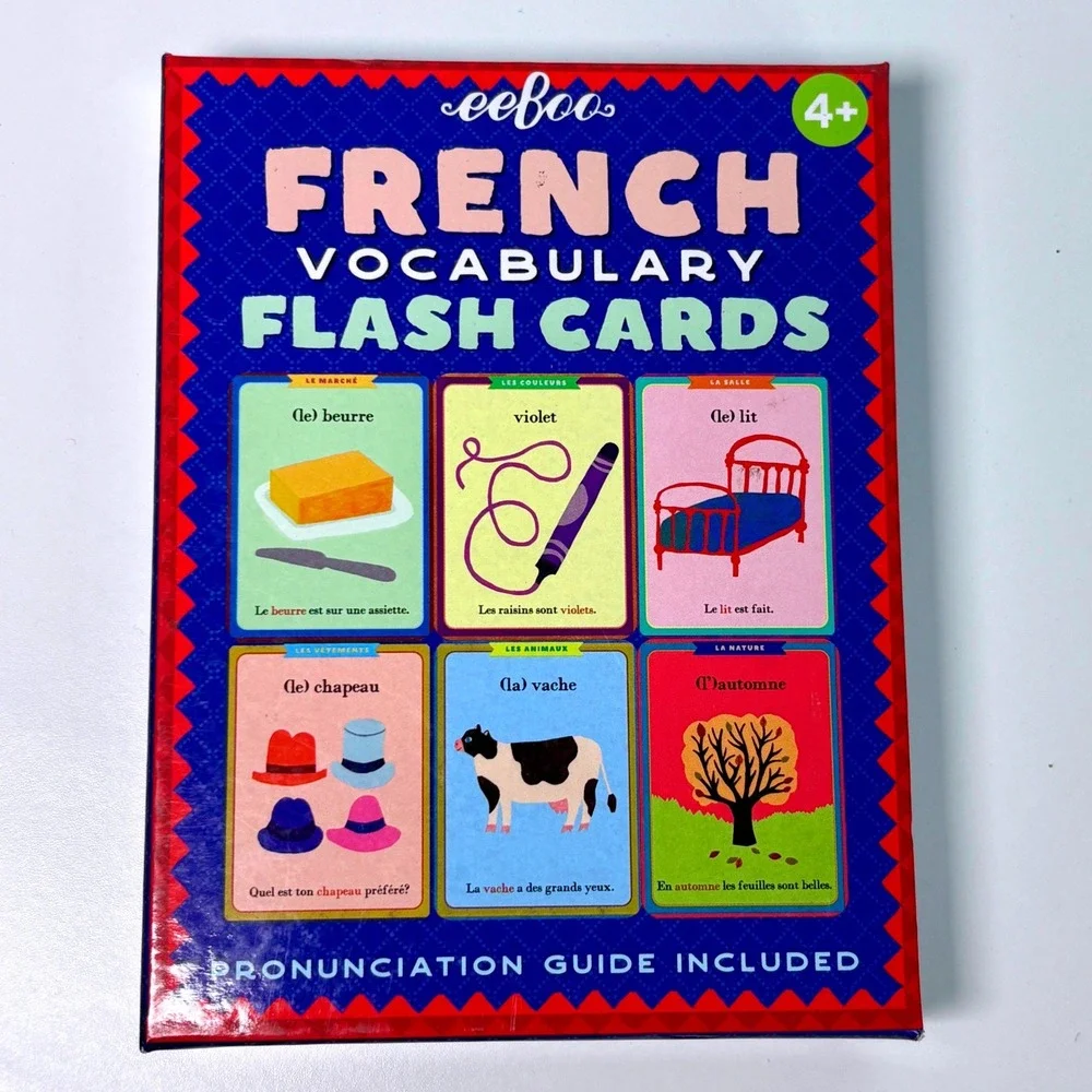 French Vocabulary Flash Cards 56 Count Multicolor Educational eeBoo Language 4+