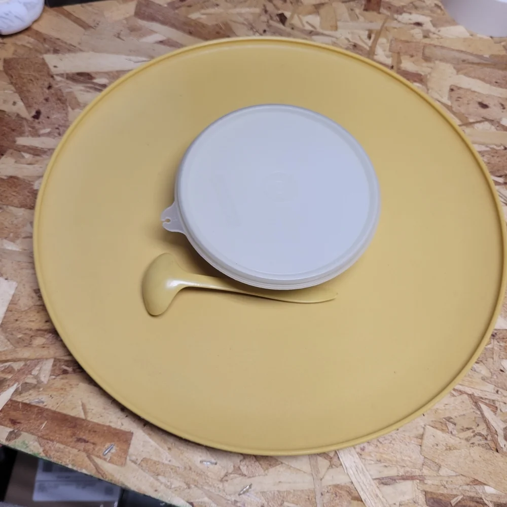 Vintage Tupperware Chip/Veggie Tray With Dip‎ Bowl w Spoon