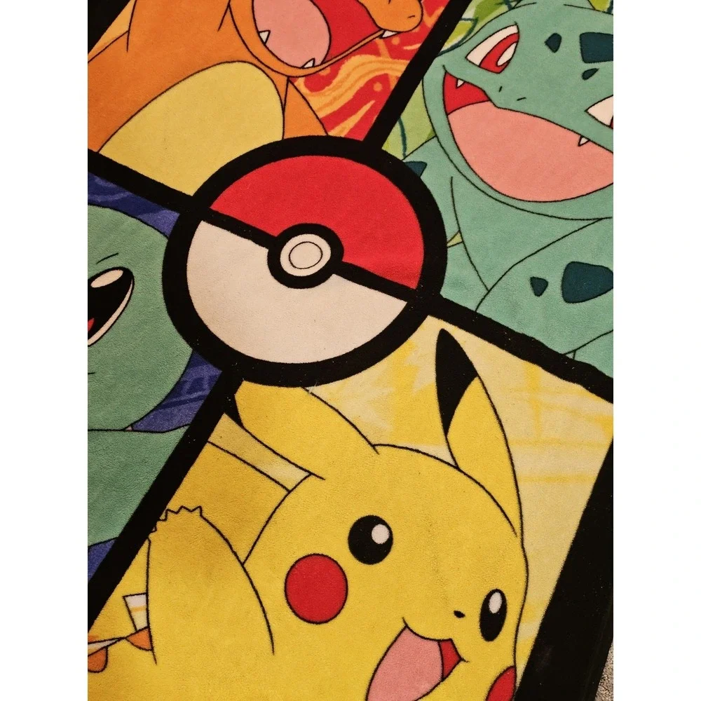 Pokemon Fleece Throw‎ Blanket Pikachu Charmander Squirtle Bulbasaur 44x56