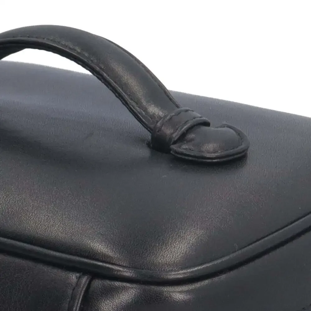 CHANEL black leather