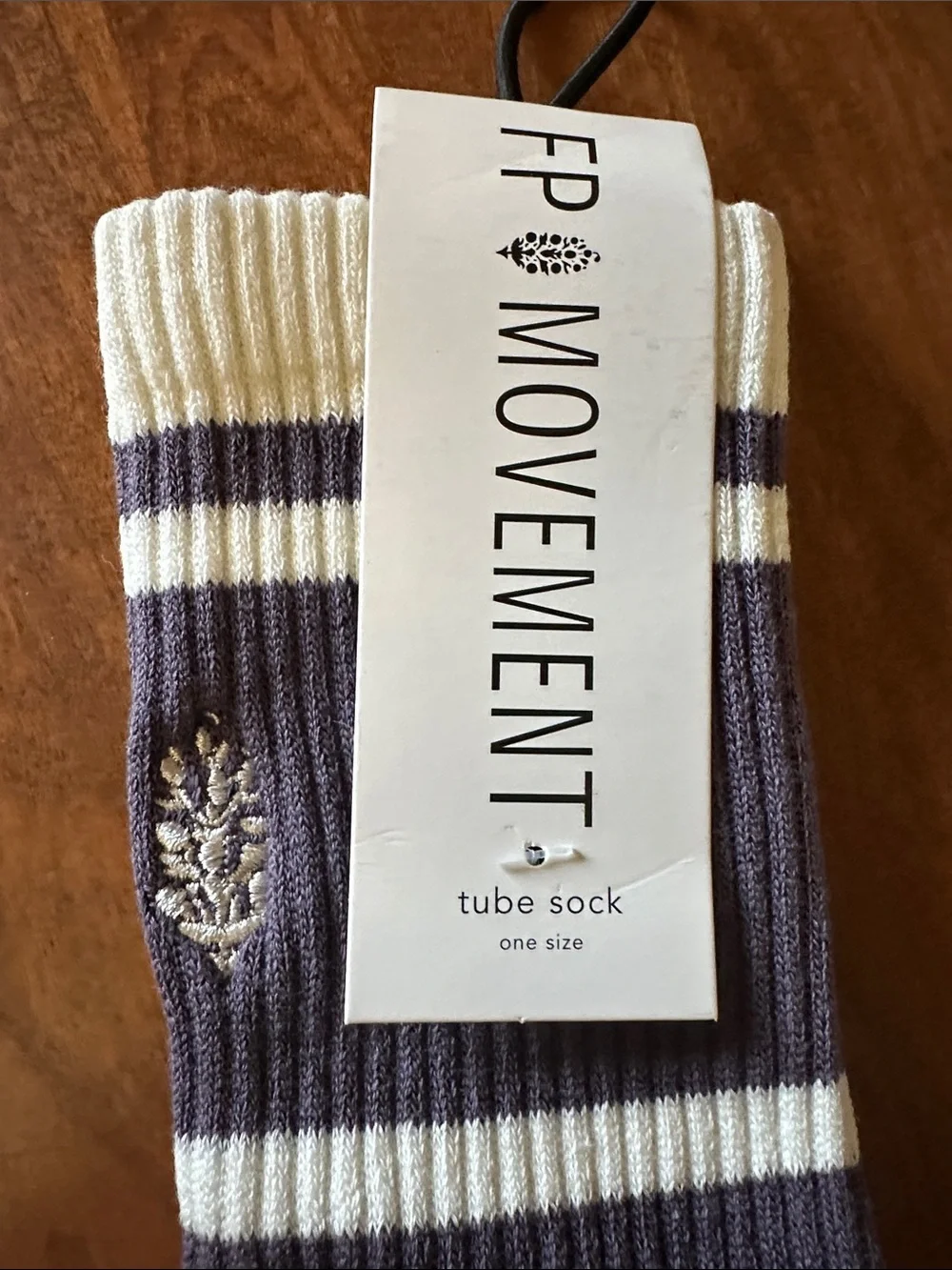 FP Spring Break Prep tube Purplelish Grey & Cream Athletic Tube Socks NWT