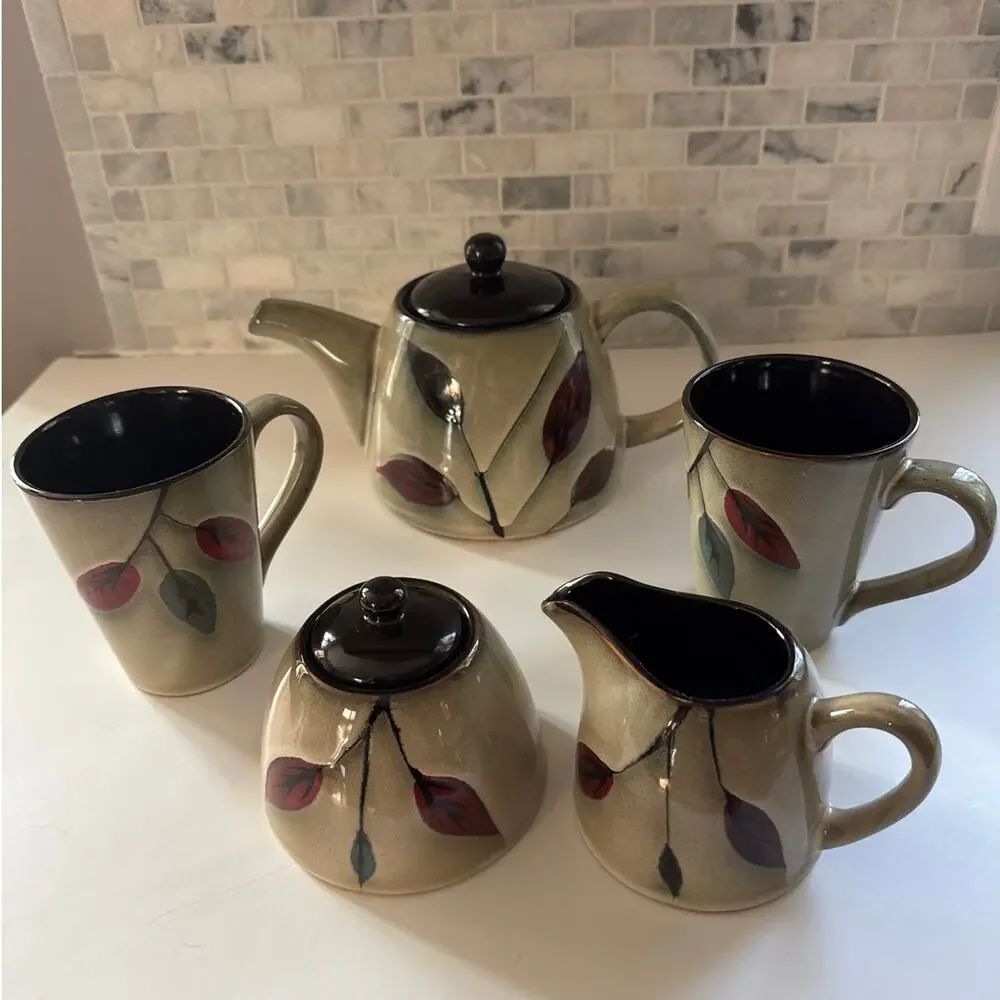 Ireland's Irish Tara pottery Tea Set- tea pot, jug, sugar bowl and two cups