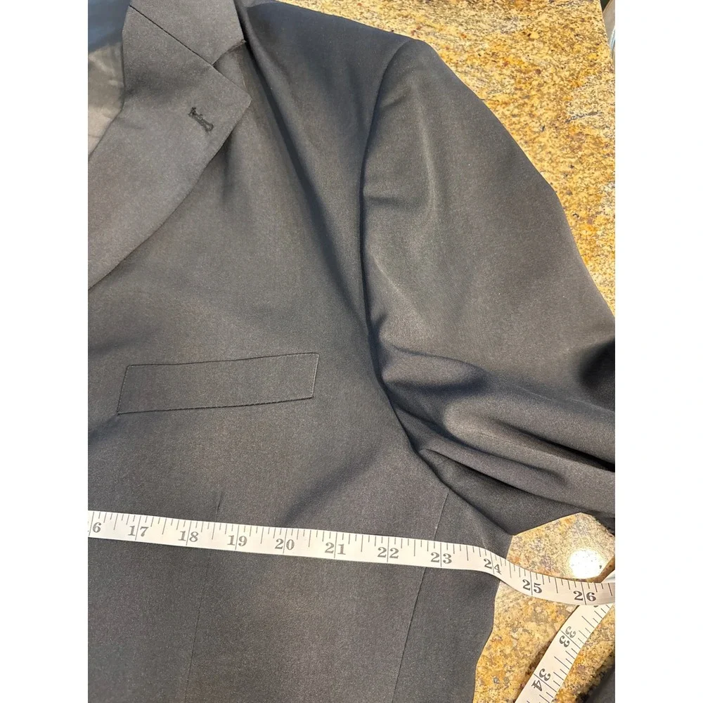 NWT Biani of Italy Mens Black Poly Wool Super 180s Blazer Jacket 44R Preppy