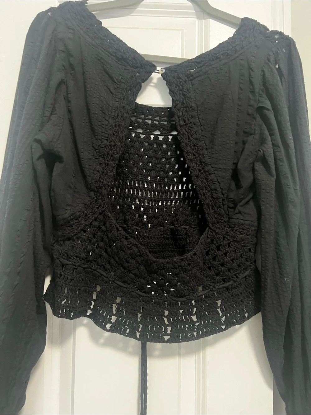 Free People Black Crochet Boho Tunic Top