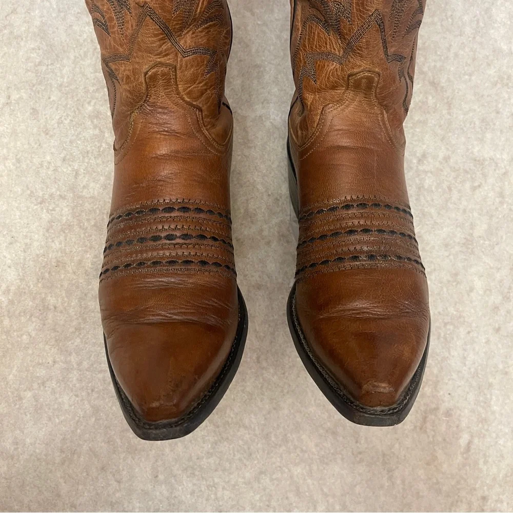 Lucchese 1883 N1561 Brown Leather Snip Toe Western Cowboy Boots Men’s Size 9.5D
