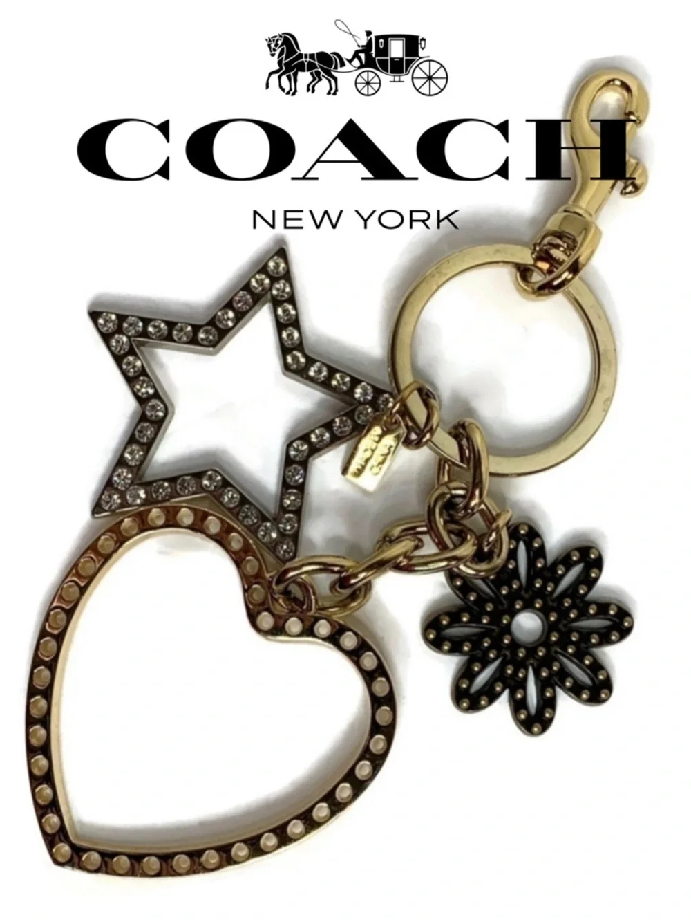 Coach Rare HTF Dangle Heart Swivel Keychain Fob