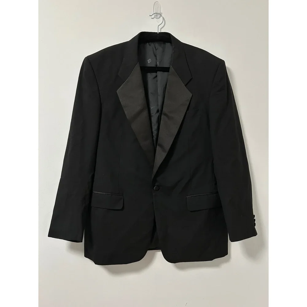 Pierre‎ Balmain Mens Black 100% Pure New Wool Tuxedo Jacket Blazer 41 Reg