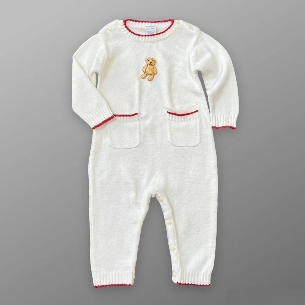 VINTAGE Gymboree Teddy‎ Bear Sweater Romper 6-12 months